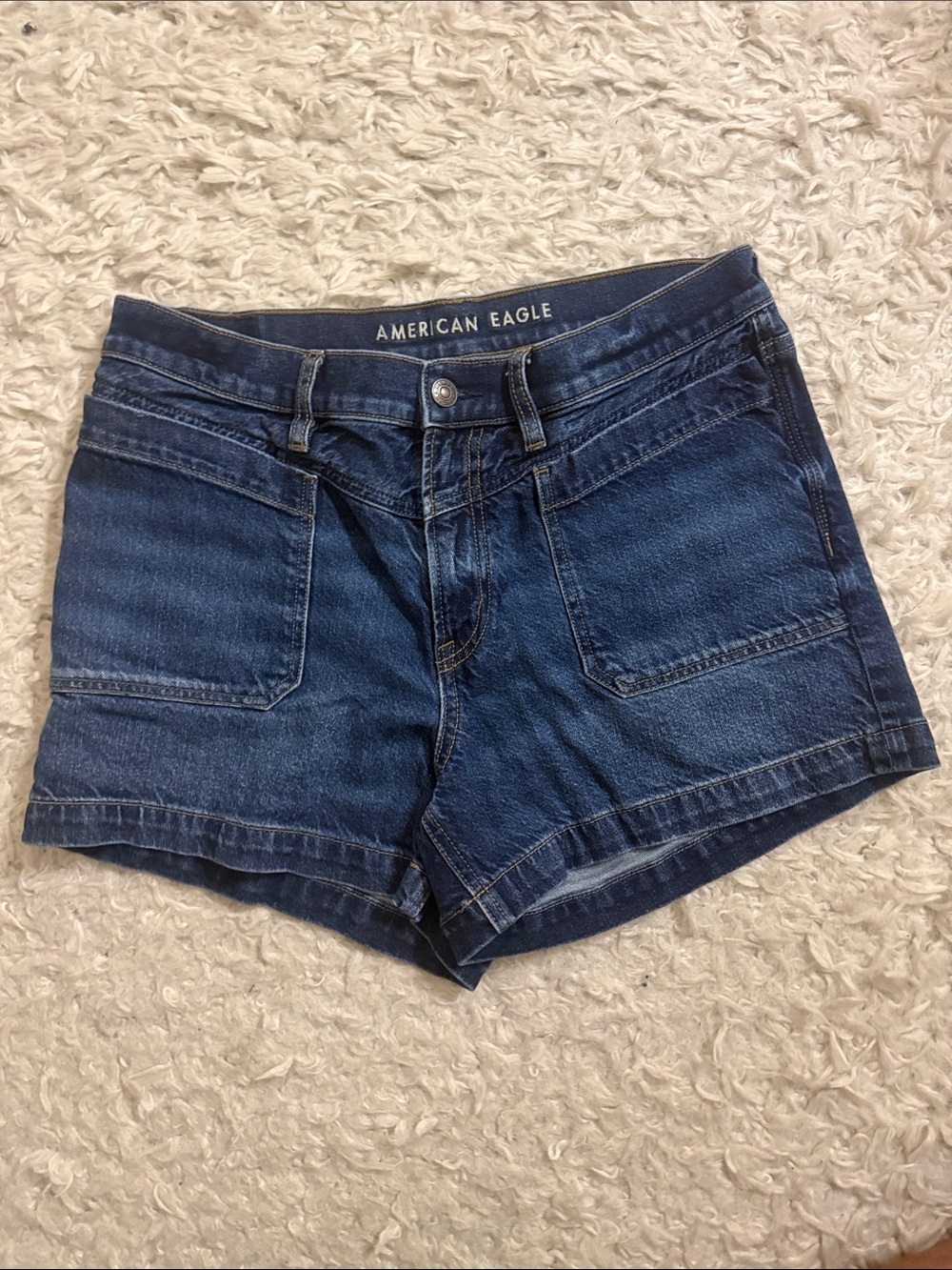 American Eagle Outfitters Blue Denim Patch-Pocket Shorts